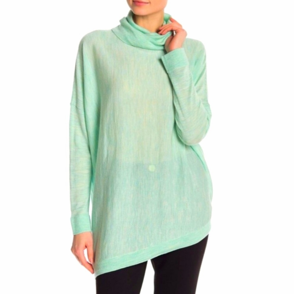 Eileen Fisher Wool Green Asymmetric Sweater